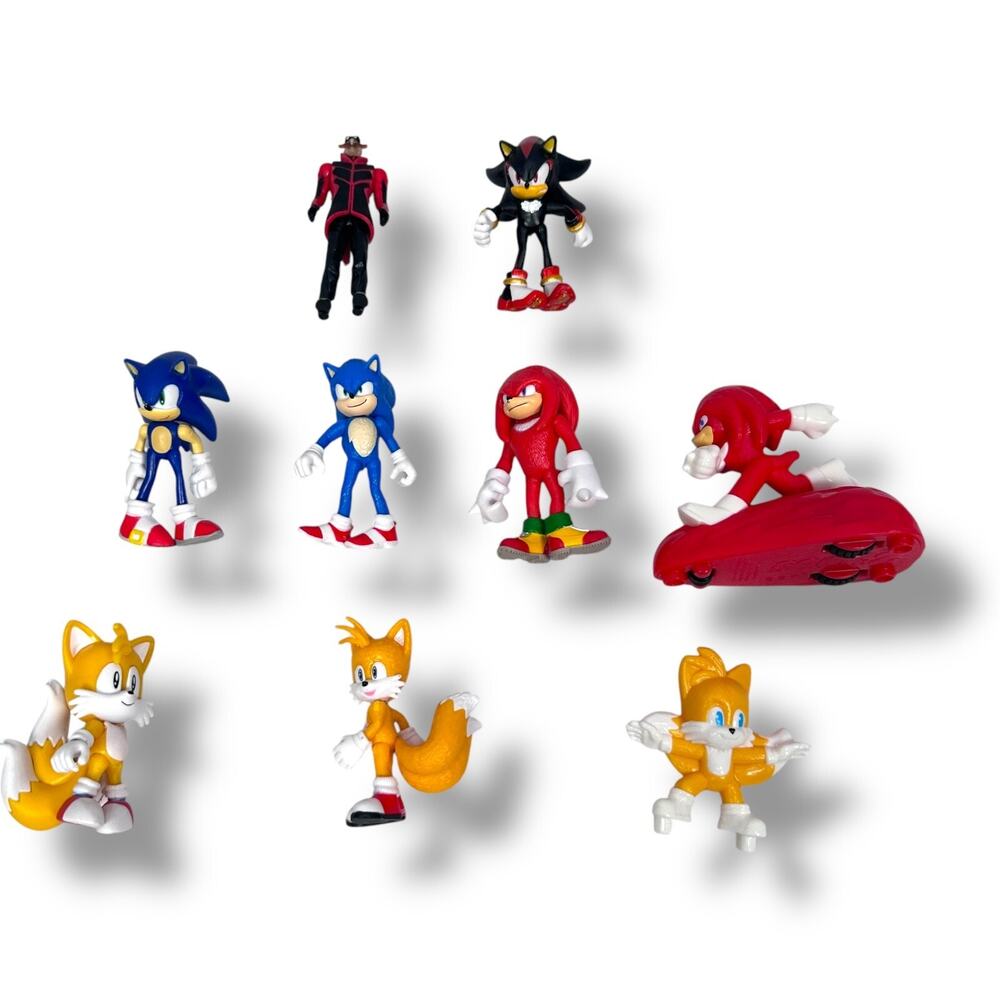 SEGA Sonic Hedgehog Tails Shadow Action Figure Lot 9 Jakks Pacific McDonalds 3"